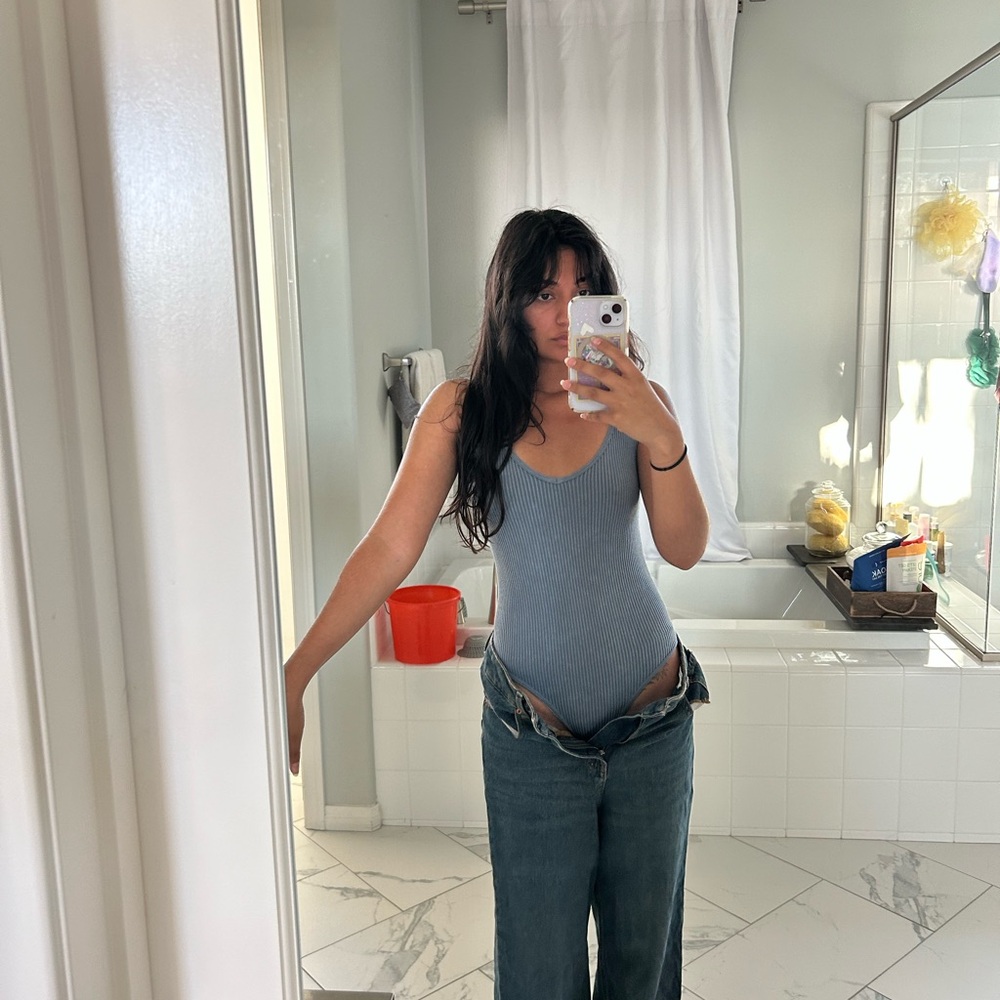 Aura Women’s Blue Ribbed Bodysuit